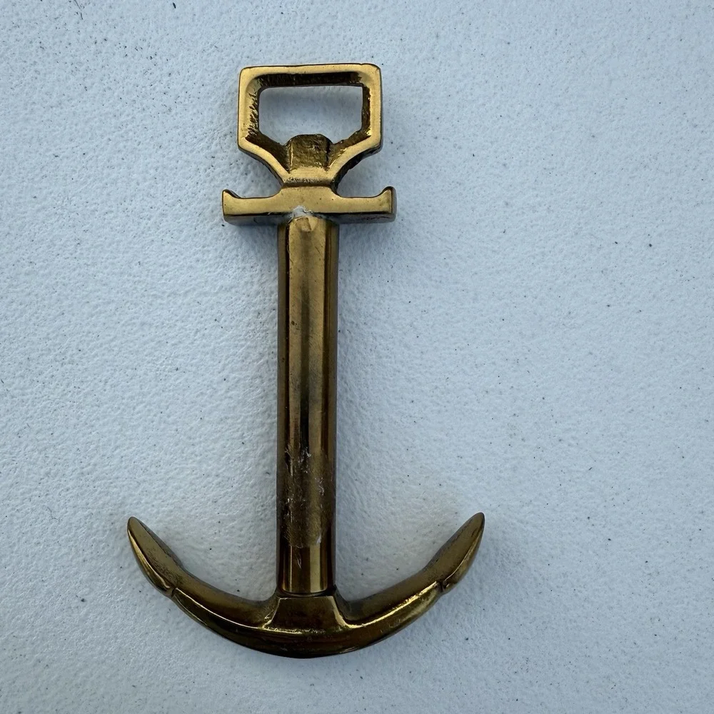 Unpolished‎ Brass Bottle Opener/Cork Screw  Anchor Nautical Theme Barware Boat